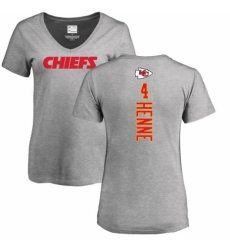 NFL Women's Nike Kansas City Chiefs #4 Chad Henne Ash Backer V-Neck T-Shirt
