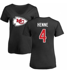 NFL Women's Nike Kansas City Chiefs #4 Chad Henne Black Name & Number Logo Slim Fit T-Shirt