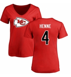 NFL Women's Nike Kansas City Chiefs #4 Chad Henne Red Name & Number Logo Slim Fit T-Shirt