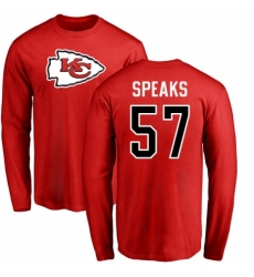 NFL Nike Kansas City Chiefs #57 Breeland Speaks Red Name & Number Logo Long Sleeve T-Shirt