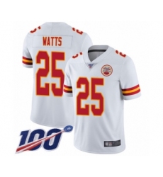 Men's Kansas City Chiefs #25 Armani Watts White Vapor Untouchable Limited Player 100th Season Football Jersey