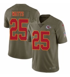 Men's Nike Kansas City Chiefs #25 Armani Watts Limited Olive 2017 Salute to Service NFL Jersey