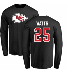 NFL Nike Kansas City Chiefs #25 Armani Watts Black Name & Number Logo Long Sleeve T-Shirt