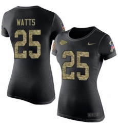 NFL Women's Nike Kansas City Chiefs #25 Armani Watts Black Camo Salute to Service T-Shirt