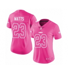 Women's Kansas City Chiefs #23 Armani Watts Limited Pink Rush Fashion Football Jersey
