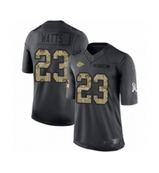 Youth Kansas City Chiefs #23 Armani Watts Limited Black 2016 Salute to Service Football Jersey