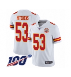 Men's Kansas City Chiefs #53 Anthony Hitchens White Vapor Untouchable Limited Player 100th Season Football Jersey