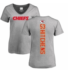 NFL Women's Nike Kansas City Chiefs #53 Anthony Hitchens Ash Backer V-Neck T-Shirt