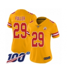 Women's Kansas City Chiefs #29 Kendall Fuller Limited Gold Inverted Legend 100th Season Football Jersey