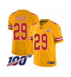 Youth Kansas City Chiefs #29 Kendall Fuller Limited Gold Inverted Legend 100th Season Football Jersey