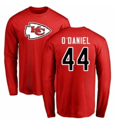NFL Nike Kansas City Chiefs #44 Dorian O'Daniel Red Name & Number Logo Long Sleeve T-Shirt