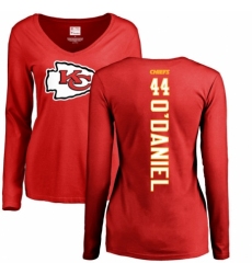 NFL Women's Nike Kansas City Chiefs #44 Dorian O'Daniel Red Backer Slim Fit Long Sleeve T-Shirt