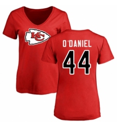 NFL Women's Nike Kansas City Chiefs #44 Dorian O'Daniel Red Name & Number Logo Slim Fit T-Shirt