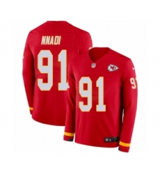 Men's Nike Kansas City Chiefs #91 Derrick Nnadi Limited Red Therma Long Sleeve NFL Jersey