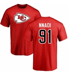 NFL Nike Kansas City Chiefs #91 Derrick Nnadi Red Name & Number Logo T-Shirt