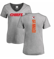 NFL Women's Nike Kansas City Chiefs #91 Derrick Nnadi Ash Backer V-Neck T-Shirt