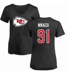 NFL Women's Nike Kansas City Chiefs #91 Derrick Nnadi Black Name & Number Logo Slim Fit T-Shirt