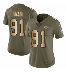 Women's Nike Kansas City Chiefs #91 Derrick Nnadi Limited Olive/Gold 2017 Salute to Service NFL Jersey
