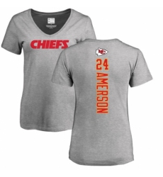 NFL Women's Nike Kansas City Chiefs #24 David Amerson Ash Backer V-Neck T-Shirt