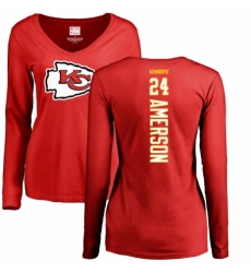 NFL Women's Nike Kansas City Chiefs #24 David Amerson Red Backer Slim Fit Long Sleeve T-Shirt