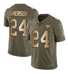 Youth Nike Kansas City Chiefs #24 David Amerson Limited Olive/Gold 2017 Salute to Service NFL Jersey