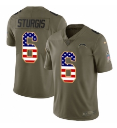 Men's Nike Los Angeles Chargers #6 Caleb Sturgis Limited Olive/USA Flag 2017 Salute to Service NFL Jersey