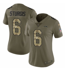 Women's Nike Los Angeles Chargers #6 Caleb Sturgis Limited Olive/Camo 2017 Salute to Service NFL Jersey
