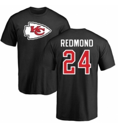 NFL Nike Kansas City Chiefs #24 Will Redmond Black Name & Number Logo T-Shirt