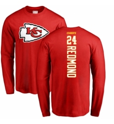 NFL Nike Kansas City Chiefs #24 Will Redmond Red Backer Long Sleeve T-Shirt