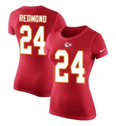 NFL Women's Nike Kansas City Chiefs #24 Will Redmond Red Rush Pride Name & Number T-Shirt