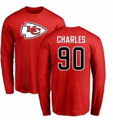 NFL Nike Kansas City Chiefs #90 Stefan Charles Red Name & Number Logo Long Sleeve T-Shirt