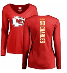 NFL Women's Nike Kansas City Chiefs #90 Stefan Charles Red Backer Slim Fit Long Sleeve T-Shirt