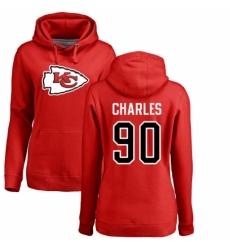 NFL Women's Nike Kansas City Chiefs #90 Stefan Charles Red Name & Number Logo Pullover Hoodie