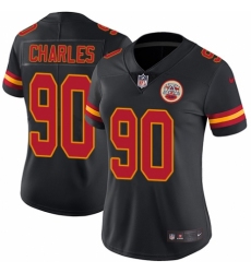 Women's Nike Kansas City Chiefs #90 Stefan Charles Limited Black Rush Vapor Untouchable NFL Jersey