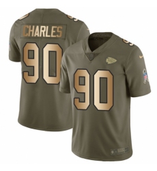 Youth Nike Kansas City Chiefs #90 Stefan Charles Limited Olive/Gold 2017 Salute to Service NFL Jersey