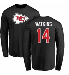 NFL Nike Kansas City Chiefs #14 Sammy Watkins Black Name & Number Logo Long Sleeve T-Shirt