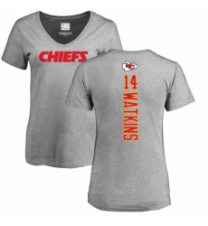 NFL Women's Nike Kansas City Chiefs #14 Sammy Watkins Ash Backer V-Neck T-Shirt