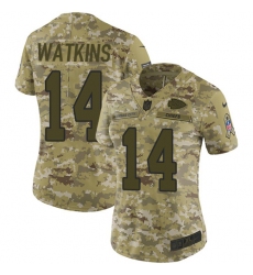 Women's Nike Kansas City Chiefs #14 Sammy Watkins Limited Camo 2018 Salute to Service NFL Jerse