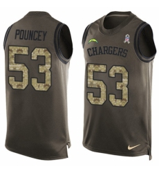 Men's Nike Los Angeles Chargers #53 Mike Pouncey Limited Green Salute to Service Tank Top NFL Jersey