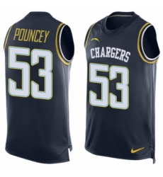 Men's Nike Los Angeles Chargers #53 Mike Pouncey Limited Navy Blue Player Name & Number Tank Top NFL Jersey