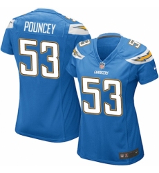 Women's Nike Los Angeles Chargers #53 Mike Pouncey Game Electric Blue Alternate NFL Jersey