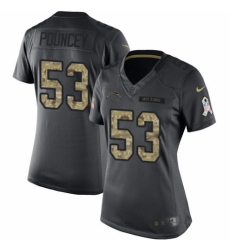 Women's Nike Los Angeles Chargers #53 Mike Pouncey Limited Black 2016 Salute to Service NFL Jersey