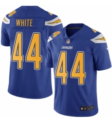 Men's Nike Los Angeles Chargers #44 Kyzir White Elite Electric Blue Rush Vapor Untouchable NFL Jersey