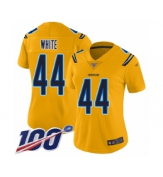 Women's Los Angeles Chargers #44 Kyzir White Limited Gold Inverted Legend 100th Season Football Jersey