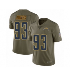 Men's Los Angeles Chargers #93 Justin Jones Limited Olive 2017 Salute to Service Football Jersey