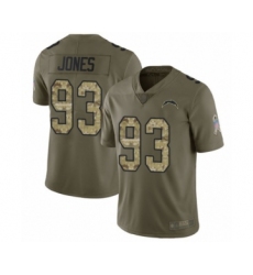 Men's Los Angeles Chargers #93 Justin Jones Limited Olive Camo 2017 Salute to Service Football Jersey