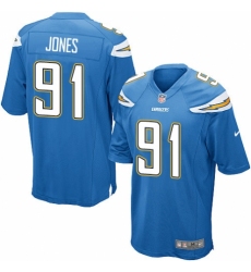 Men's Nike Los Angeles Chargers #91 Justin Jones Game Electric Blue Alternate NFL Jersey