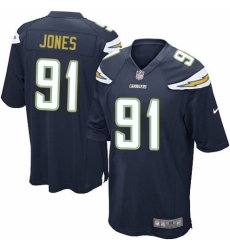 Men's Nike Los Angeles Chargers #91 Justin Jones Game Navy Blue Team Color NFL Jersey