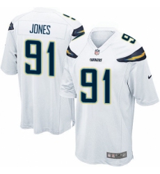 Men's Nike Los Angeles Chargers #91 Justin Jones Game White NFL Jersey