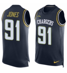 Men's Nike Los Angeles Chargers #91 Justin Jones Limited Navy Blue Player Name & Number Tank Top NFL Jersey